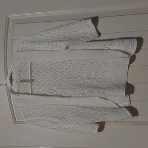 Leo & Nicole, White Knit Cardigan, Medium
